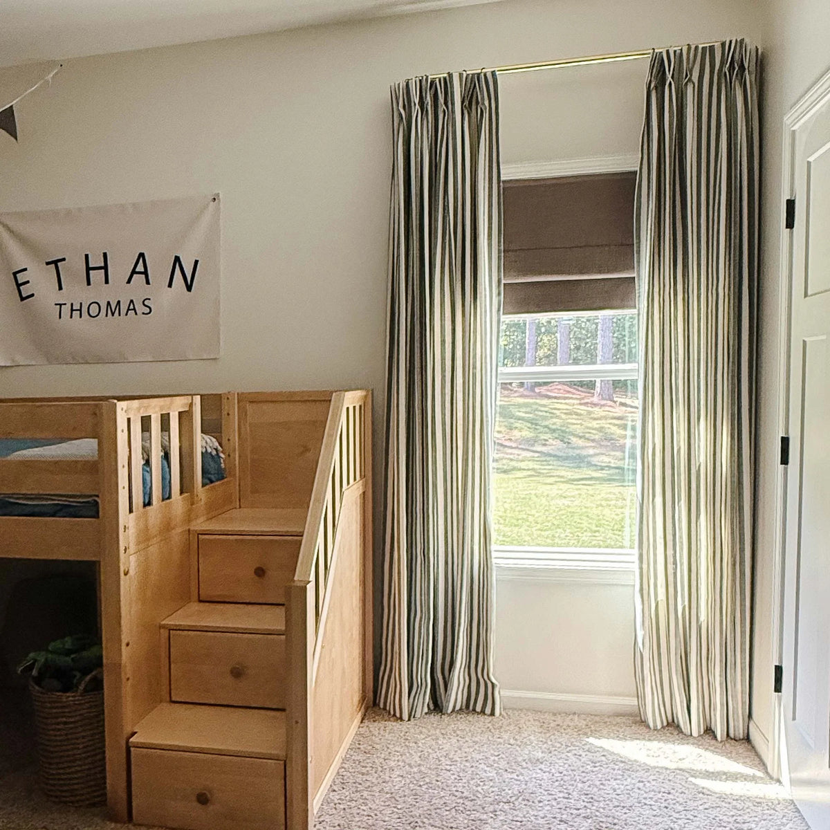 Alfred Stripe Linen Custom Curtains