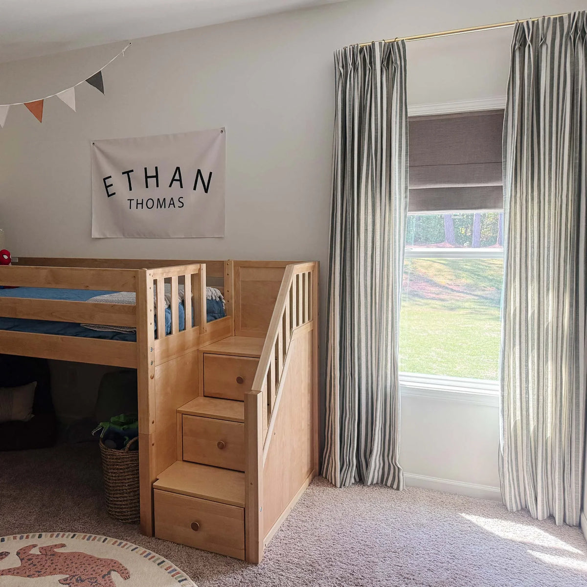 Alfred Stripe Linen Custom Curtains