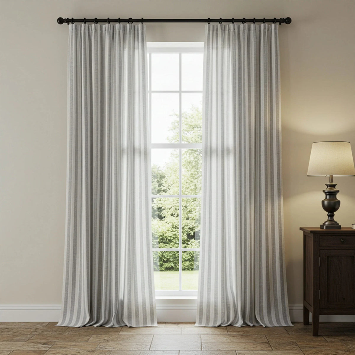 Alfred Stripe Linen Custom Curtains