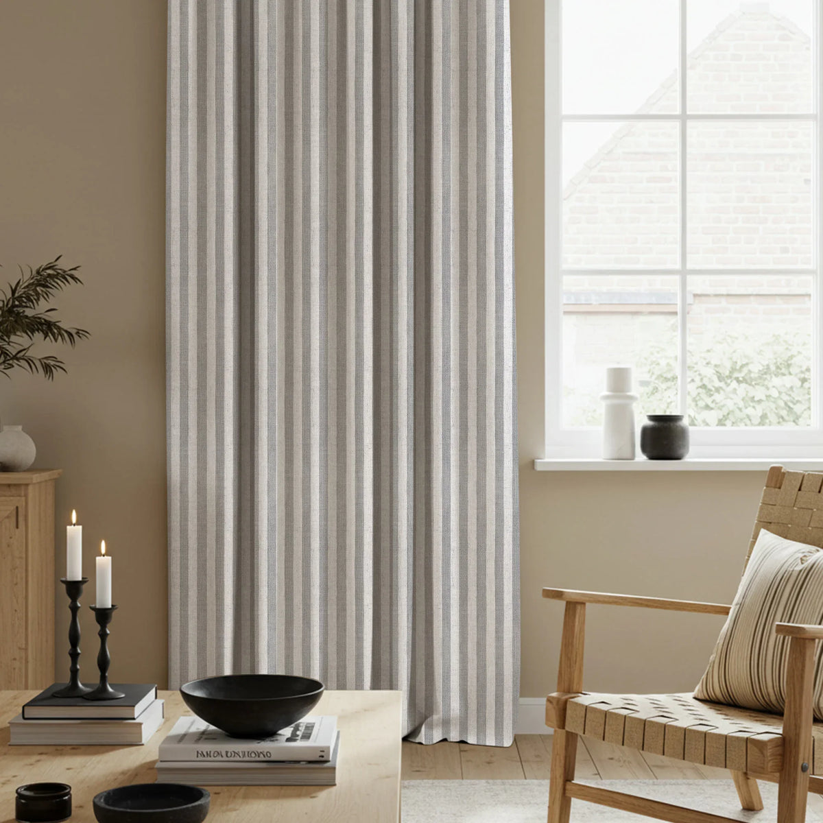 Alfred Stripe Linen Custom Curtains