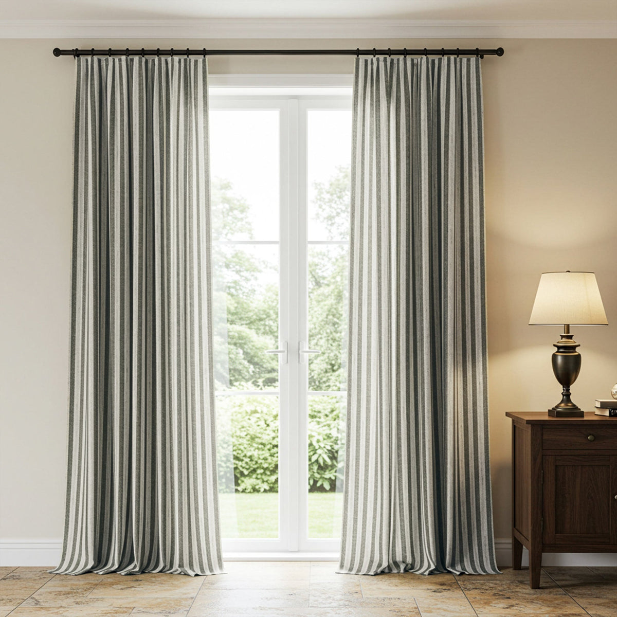 Alfred Stripe Linen Custom Curtains