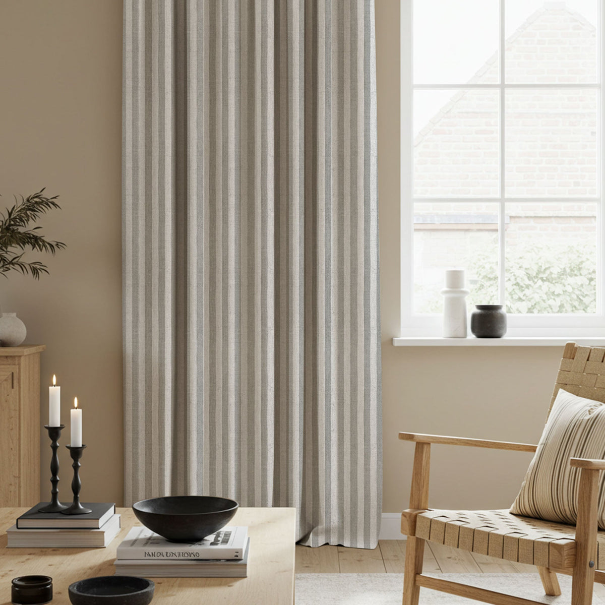 Alfred Stripe Linen Custom Curtains
