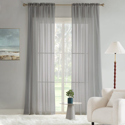 Liz Solid Flame Retardant Sheer Curtains