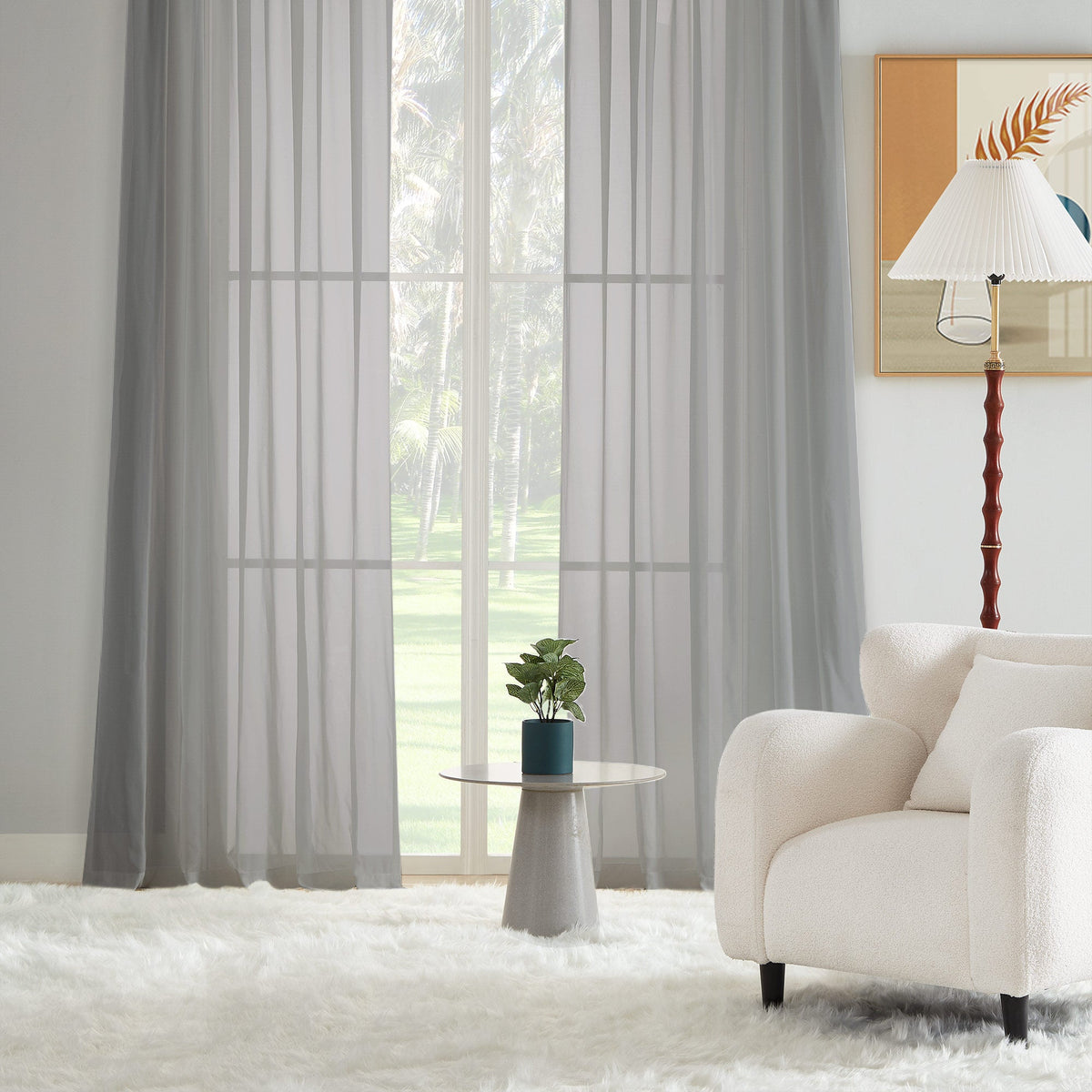 Liz Solid Flame Retardant Sheer Curtains
