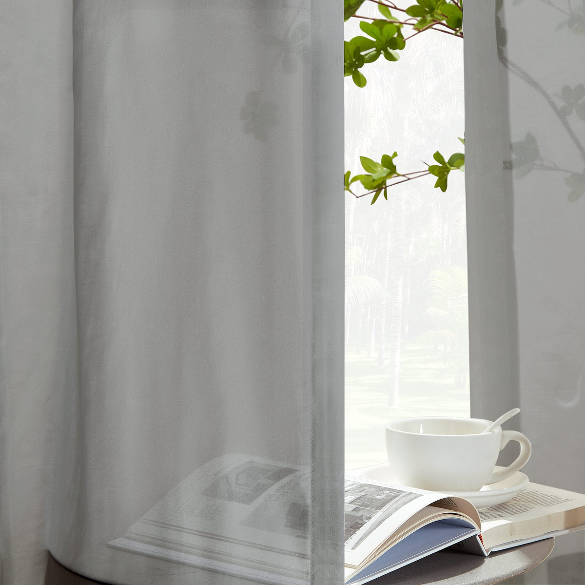 Liz Solid Flame Retardant Sheer Curtains