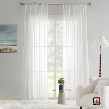 Liz Solid Flame Retardant Sheer Curtains