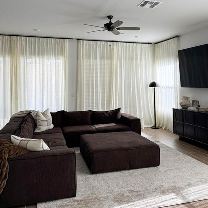 Flora Linen Semi Sheer Curtains