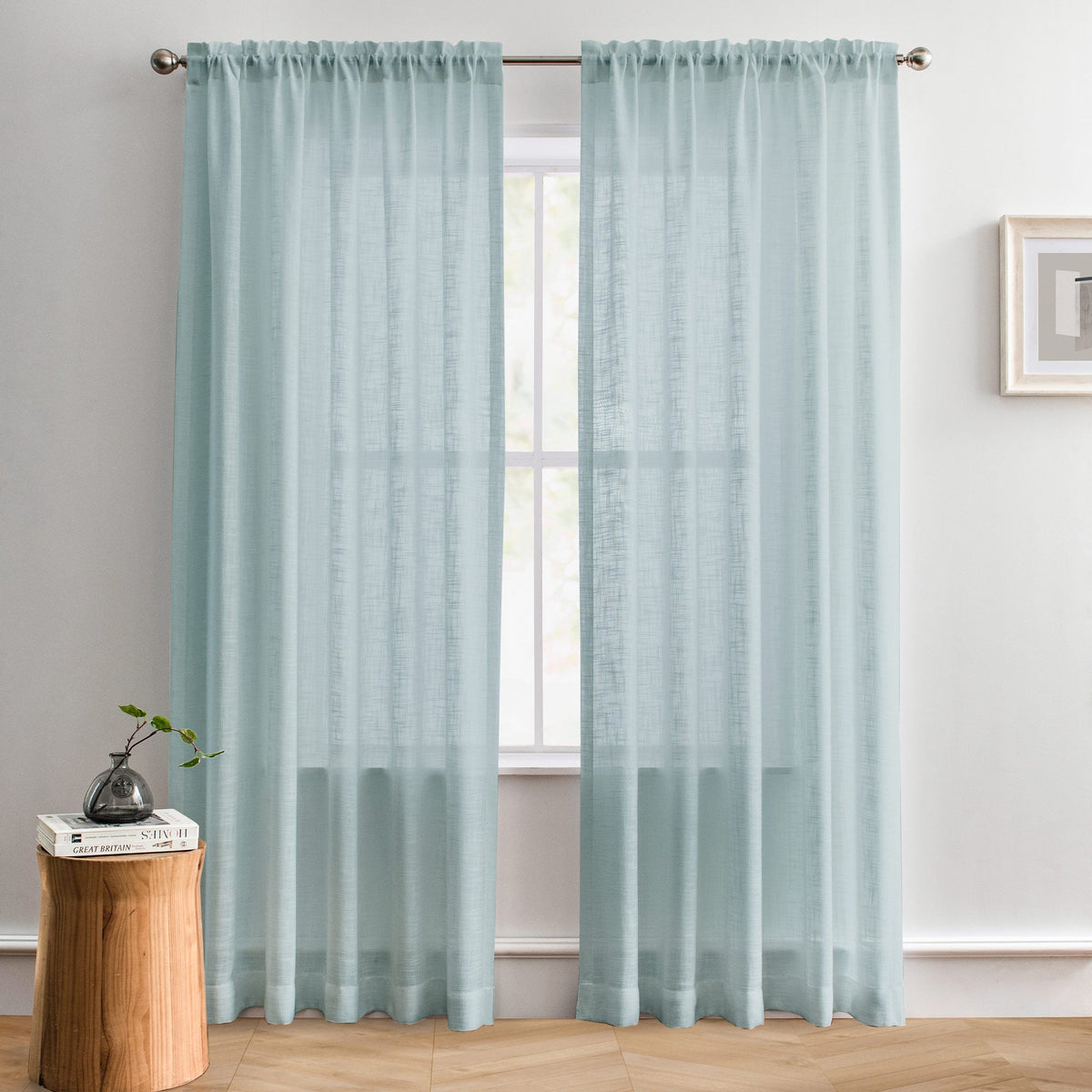 Flora Linen Semi Sheer Curtains