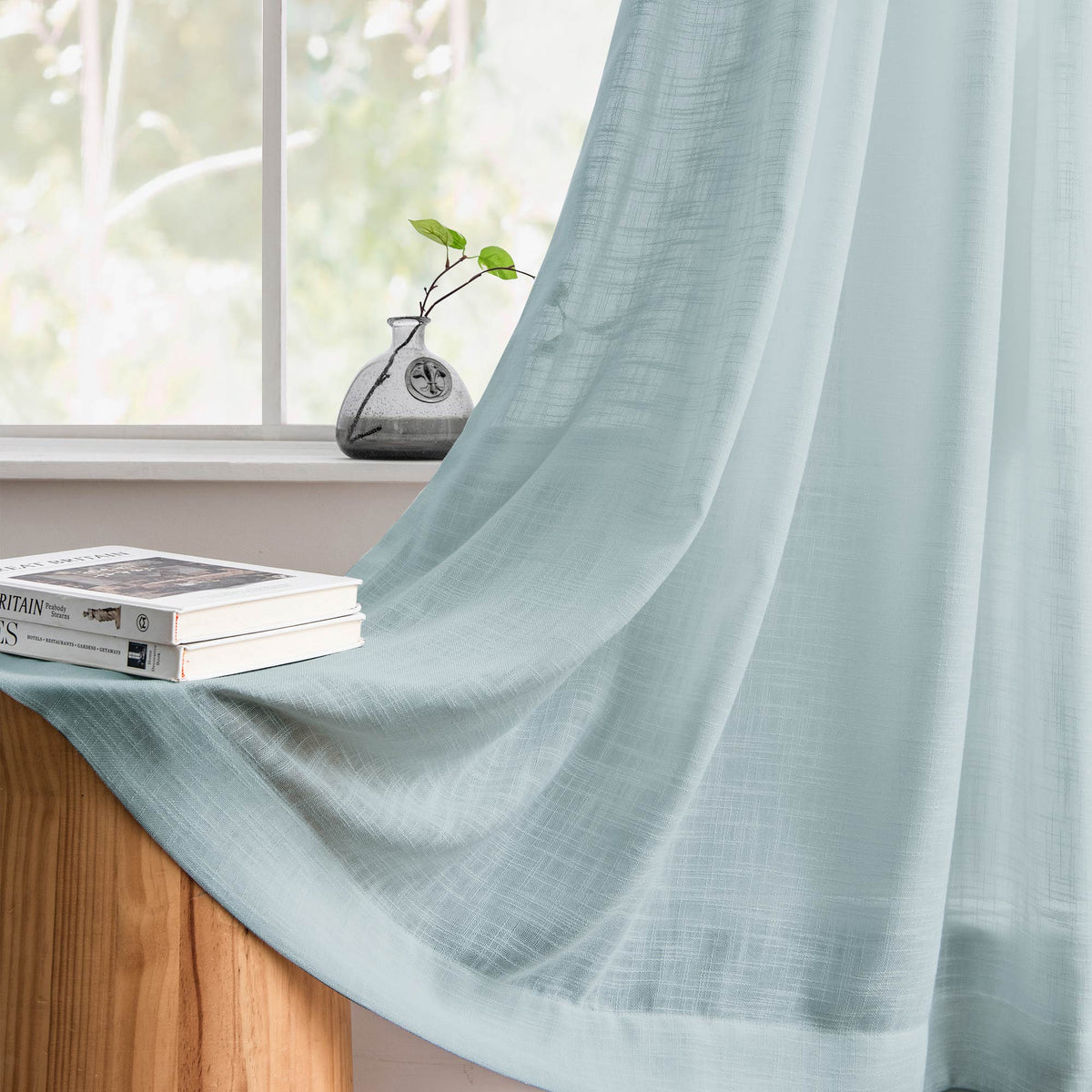 Flora Linen Semi Sheer Curtains