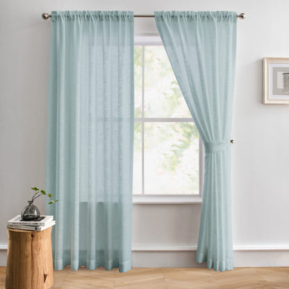 Flora Linen Semi Sheer Curtains