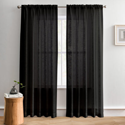 Flora Linen Semi Sheer Curtains