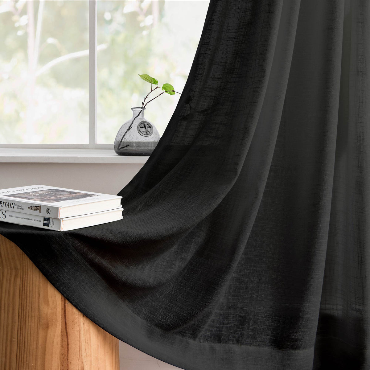 Flora Linen Semi Sheer Curtains