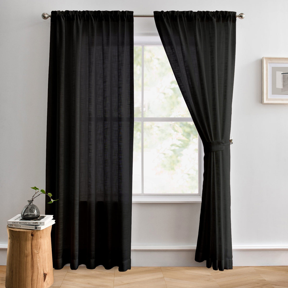 Flora Linen Semi Sheer Curtains