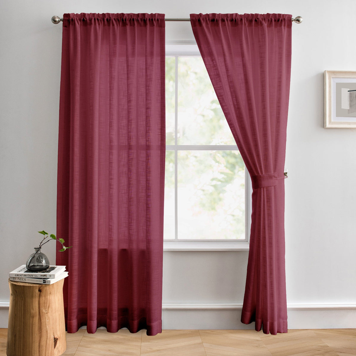 Flora Linen Semi Sheer Curtains