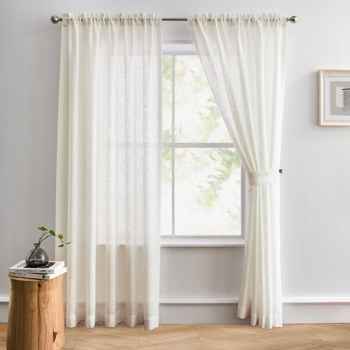 Flora Linen Semi Sheer Curtains