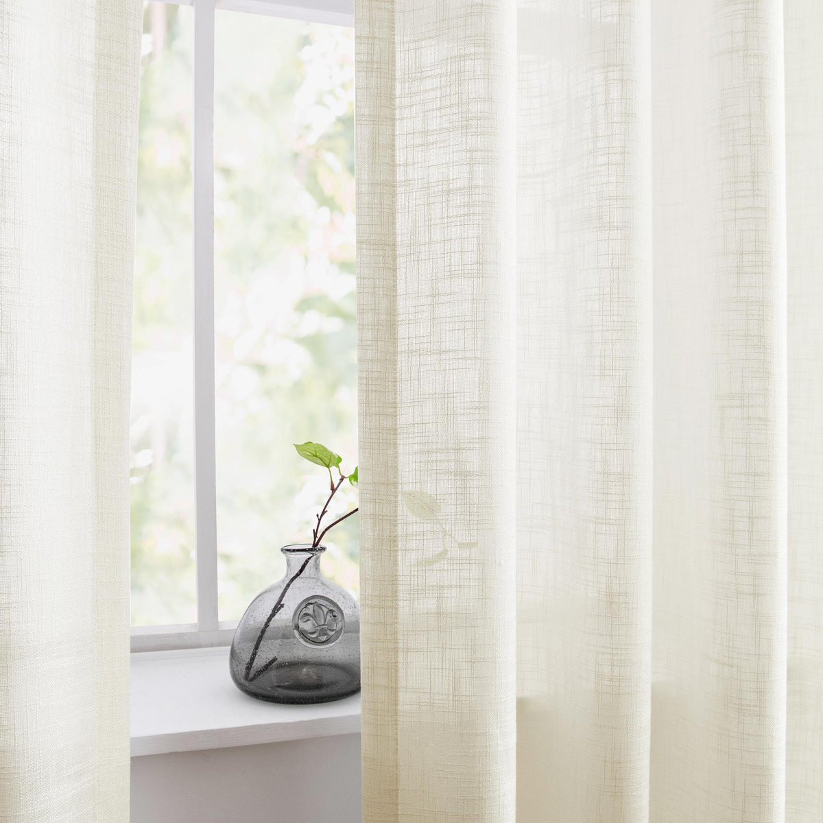 Flora Linen Semi Sheer Curtains