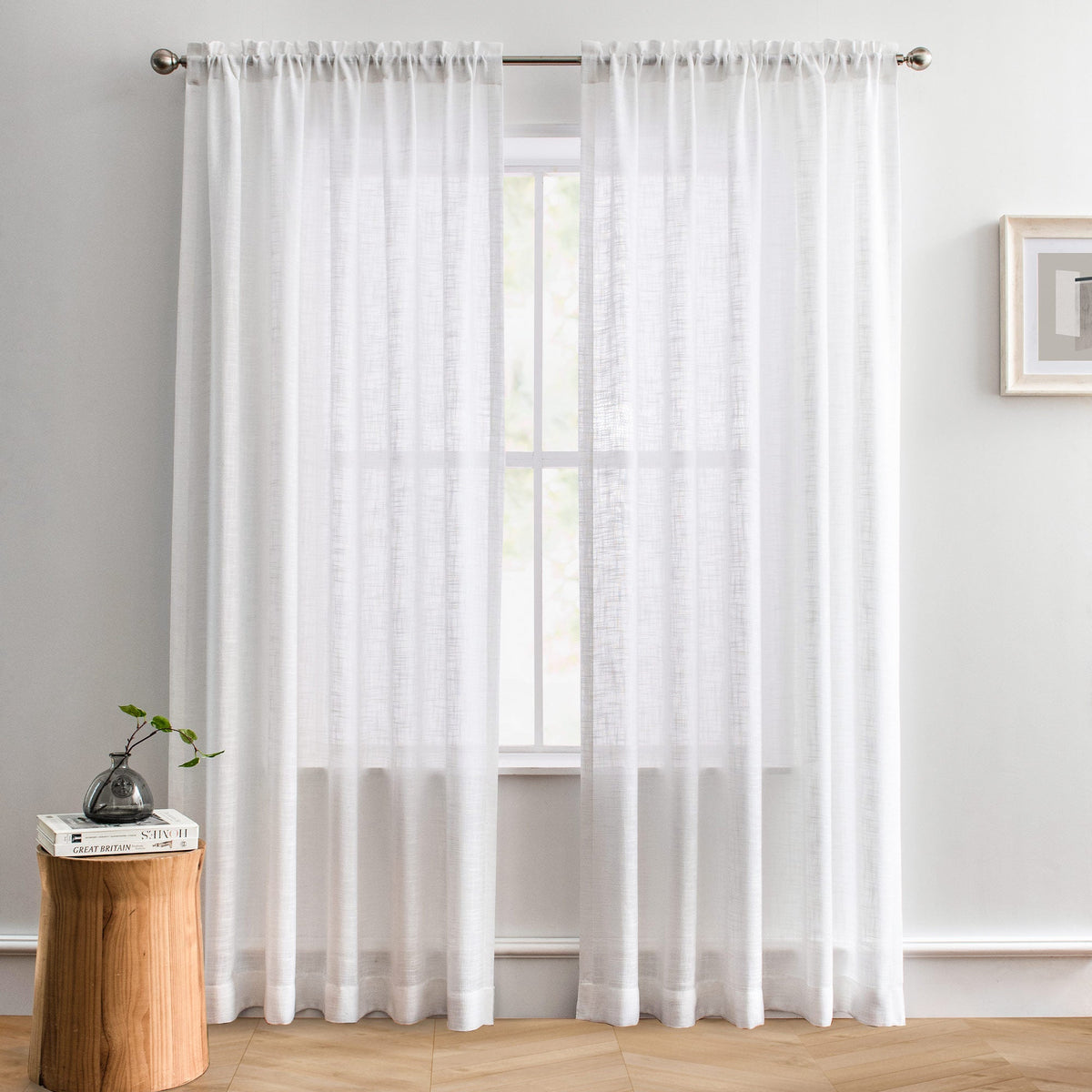 Flora Linen Semi Sheer Curtains