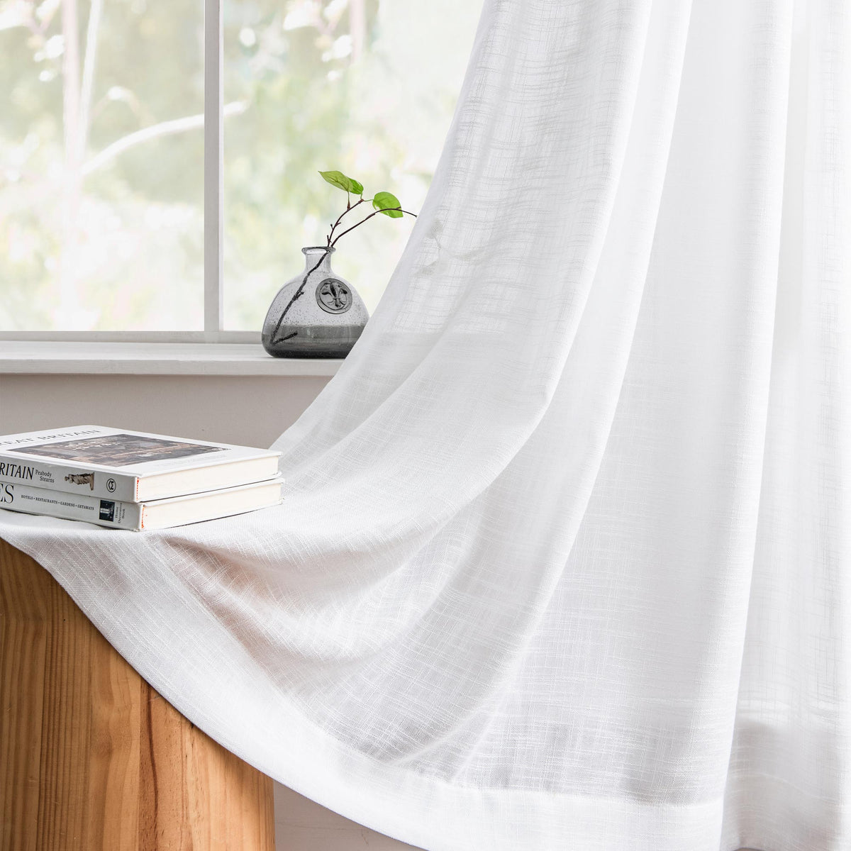 Flora Linen Semi Sheer Curtains