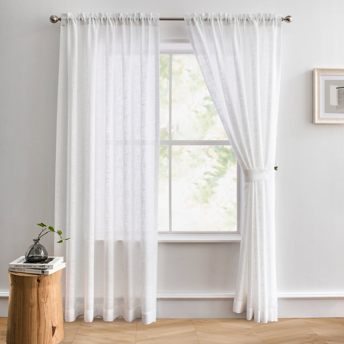 Flora Linen Semi Sheer Curtains