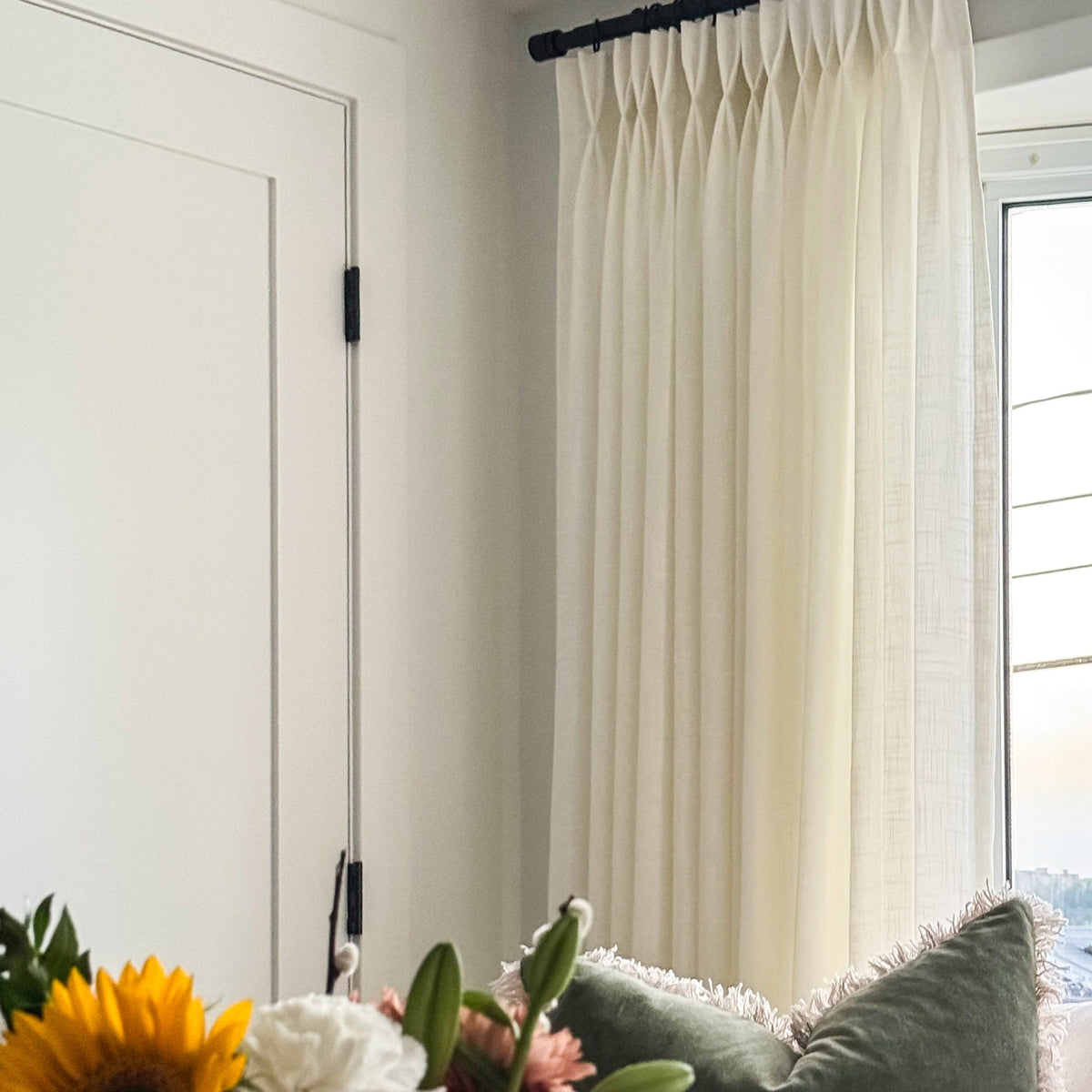 Flora Linen Semi Sheer Curtains
