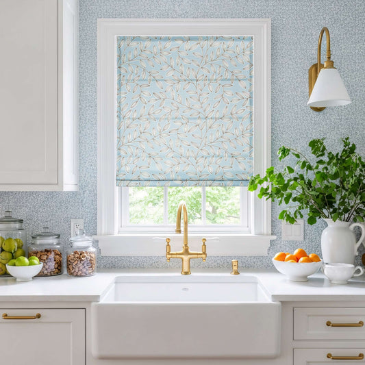 Fronde Leaf Pattern Custom Roman Shades