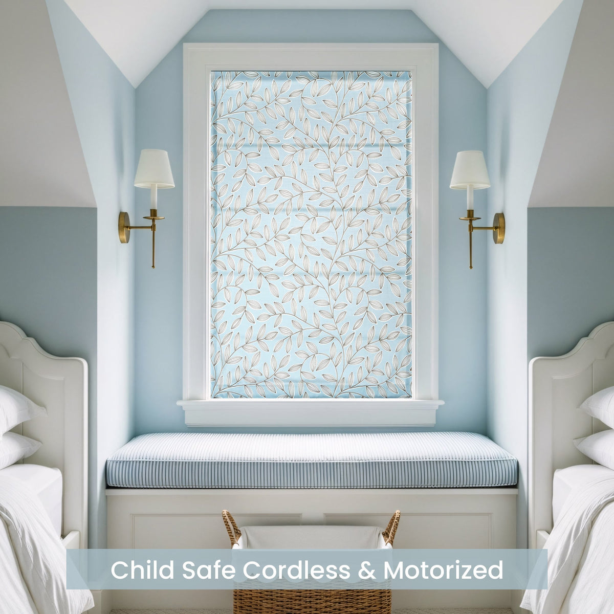 Fronde Leaf Pattern Custom Roman Shades