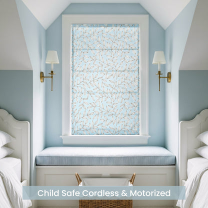 Fronde Leaf Pattern Custom Roman Shades