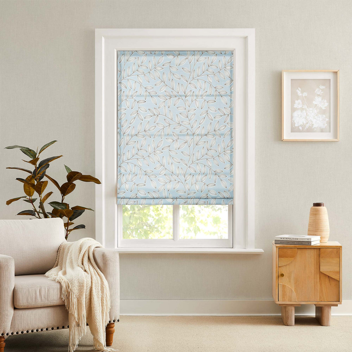Fronde Leaf Pattern Custom Roman Shades