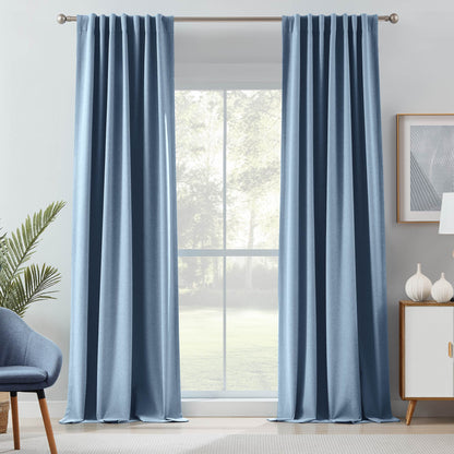 Gary Linen Look 100% Blackout Curtains