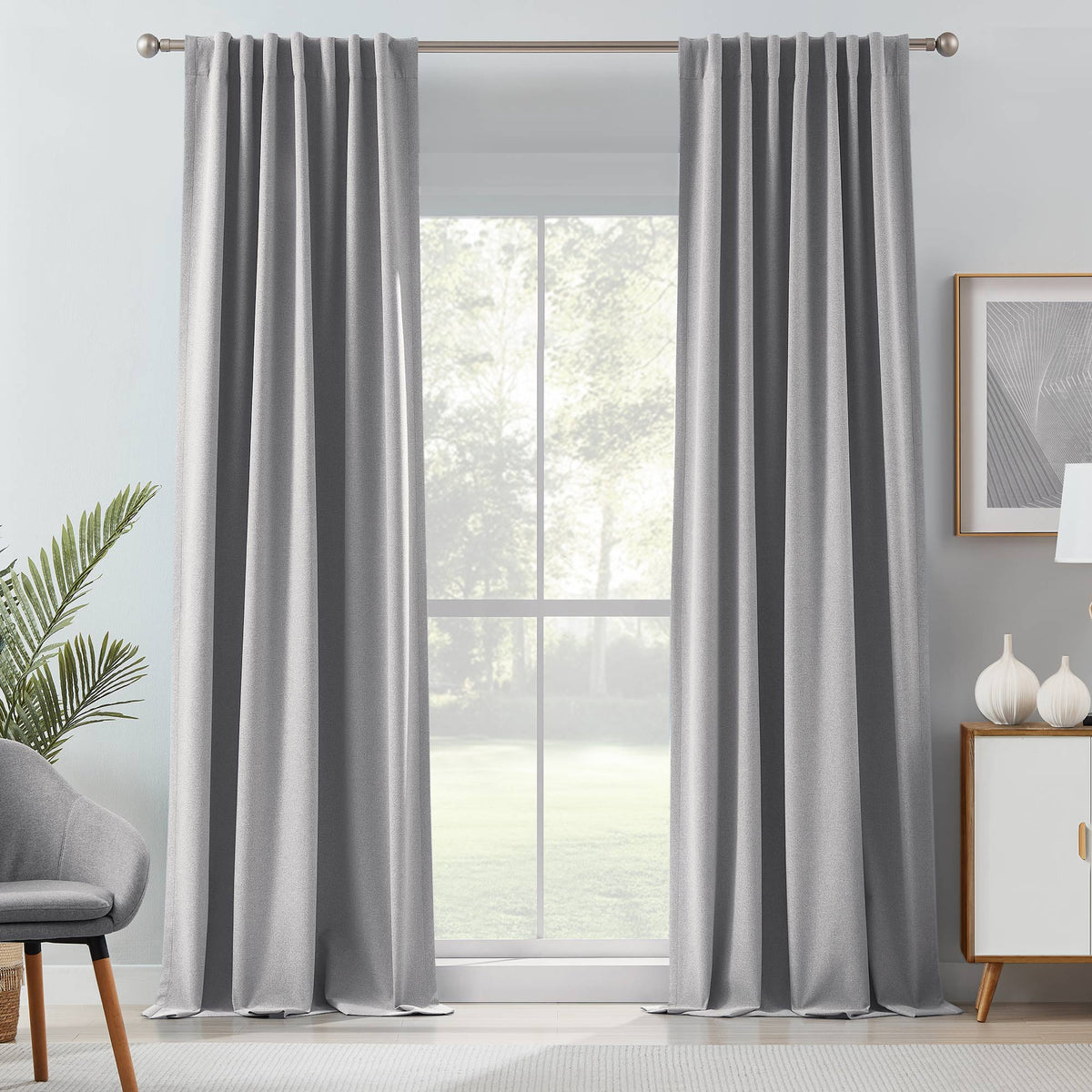Gary Linen Look 100% Blackout Curtains