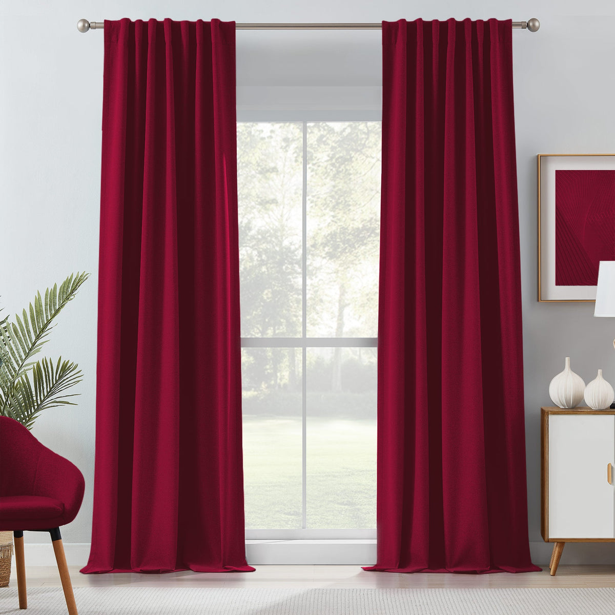 Gary Linen Look 100% Blackout Curtains