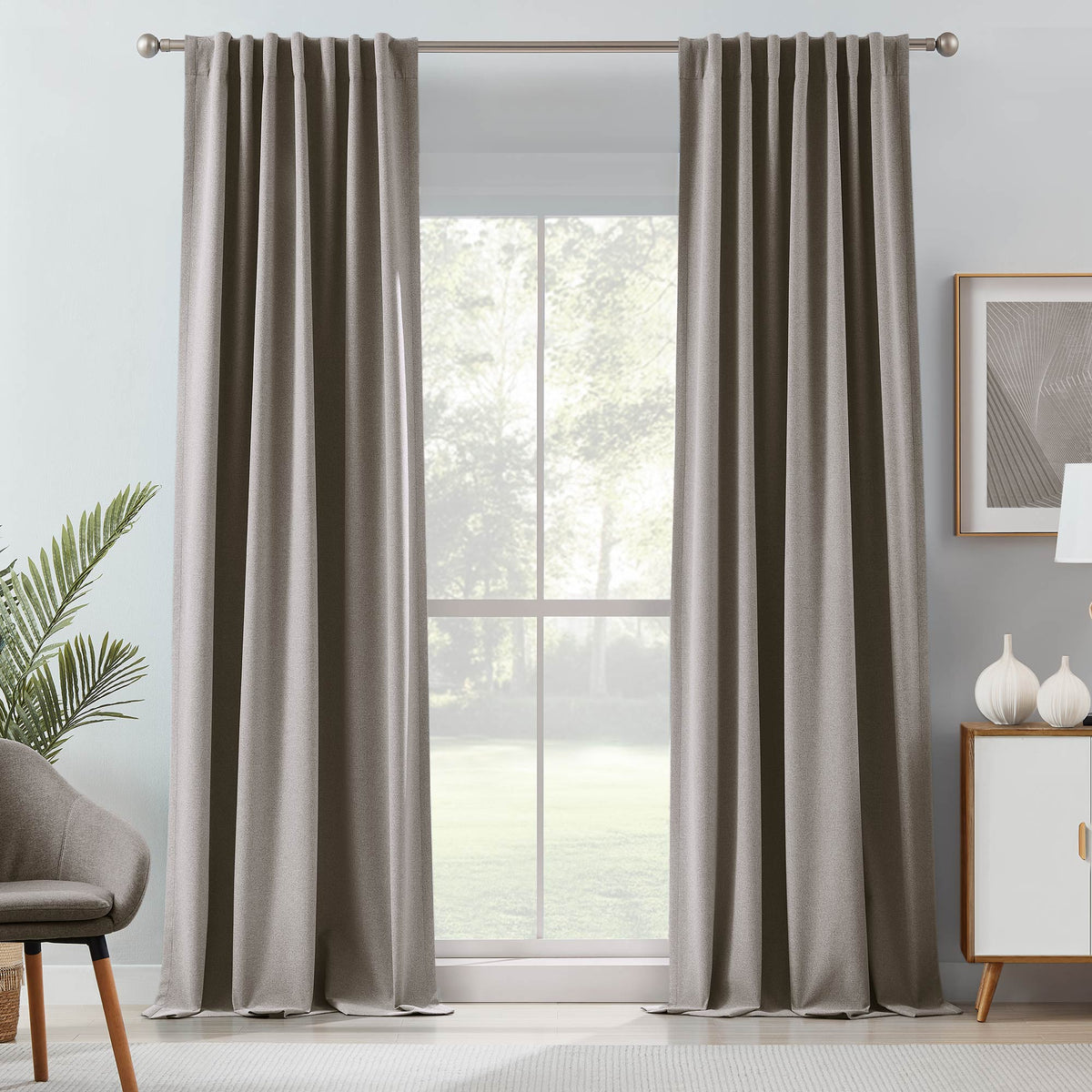 Gary Linen Look 100% Blackout Curtains