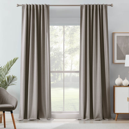 Gary Linen Look 100% Blackout Curtains