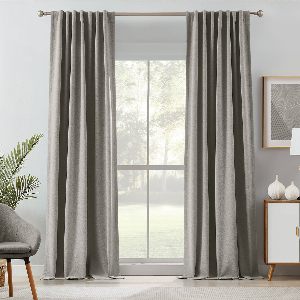 Gary Linen Look 100% Blackout Curtains