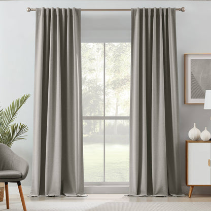 Gary Linen Look 100% Blackout Curtains