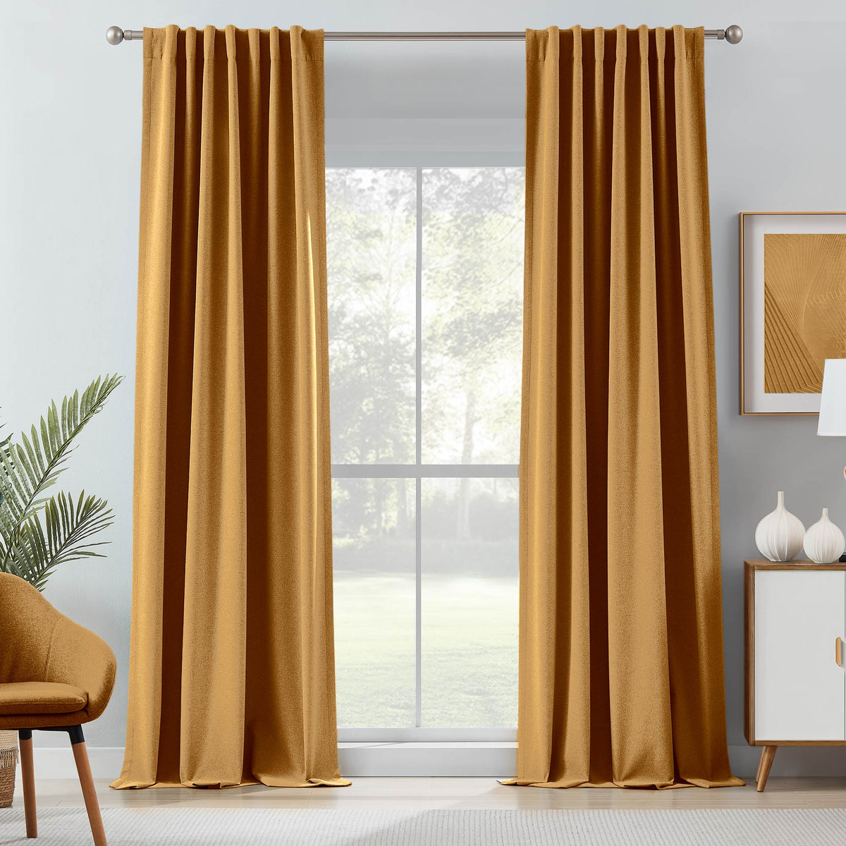 Gary Linen Look 100% Blackout Curtains