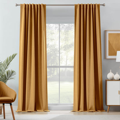 Gary Linen Look 100% Blackout Curtains