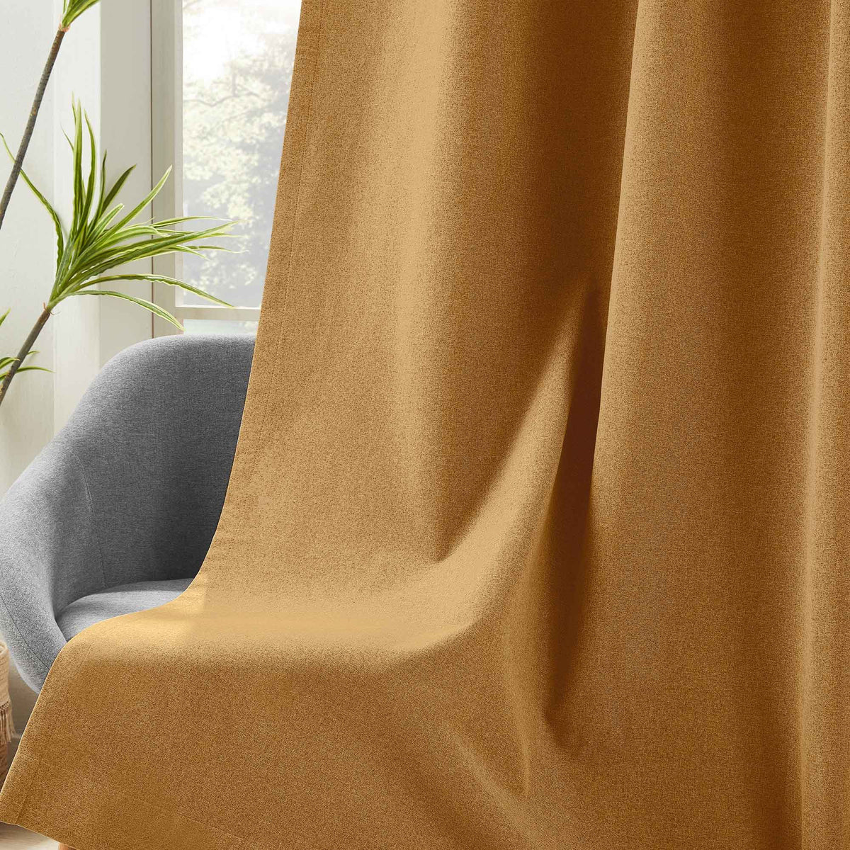 Gary Linen Look 100% Blackout Curtains
