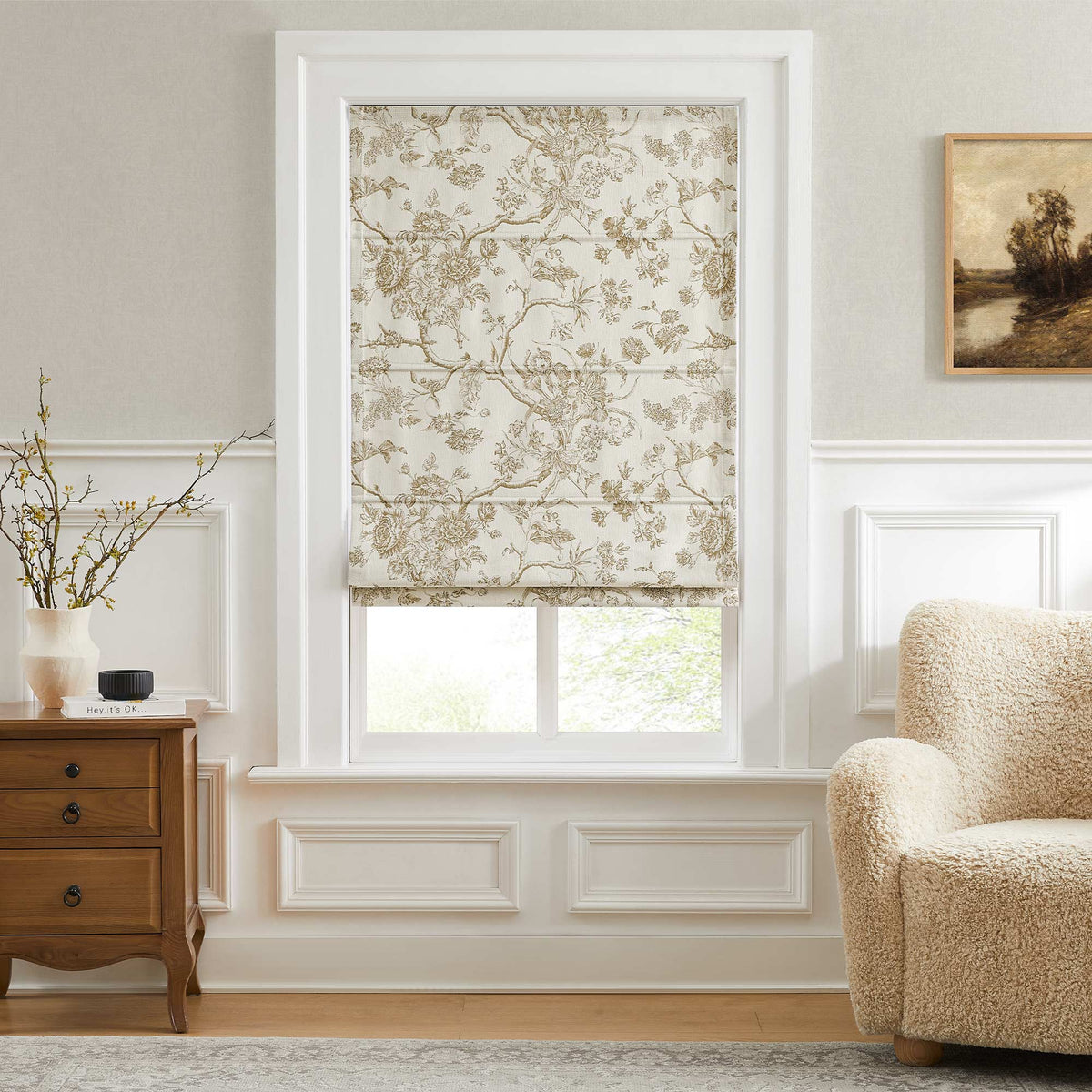 Jolie Toile De Jouy Patterned Custom Roman Shades