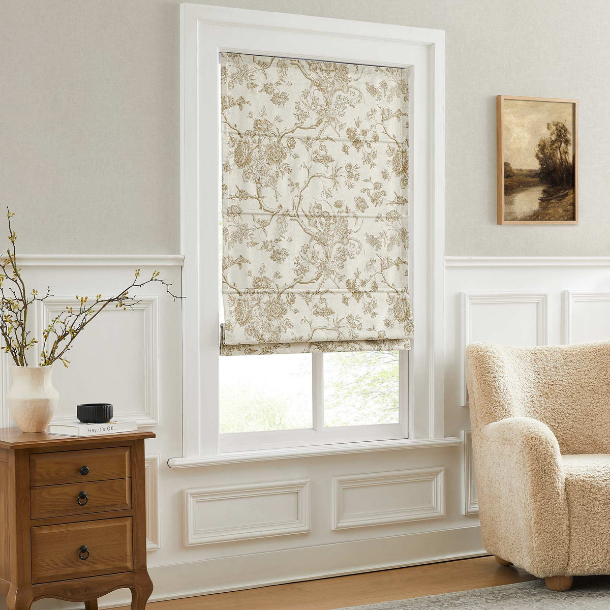 Jolie Toile De Jouy Patterned Custom Roman Shades