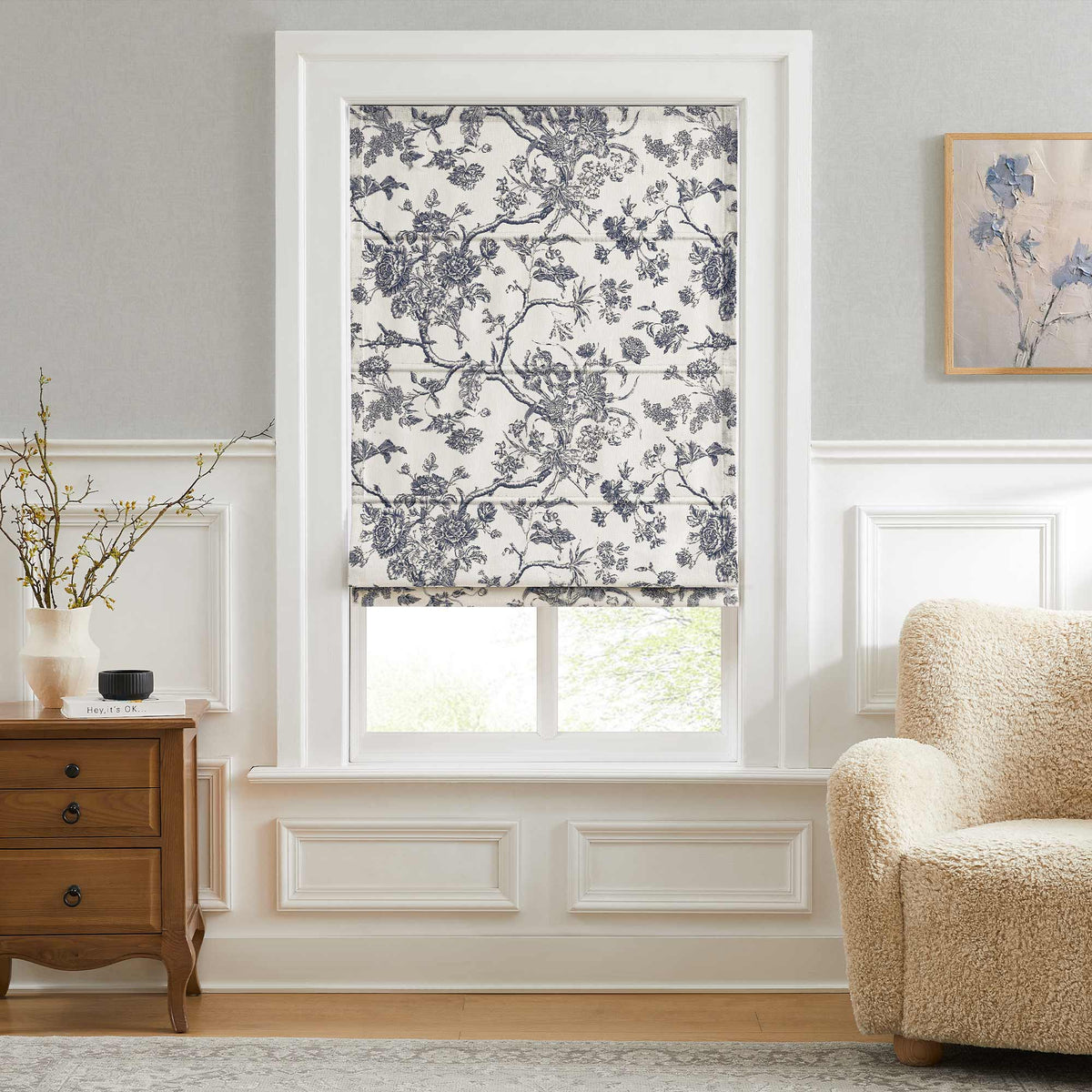 Jolie Toile De Jouy Patterned Custom Roman Shades