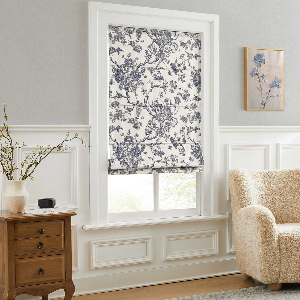 Jolie Toile De Jouy Patterned Custom Roman Shades