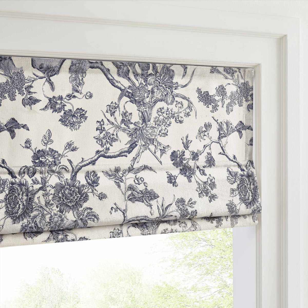 Jolie Toile De Jouy Patterned Custom Roman Shades