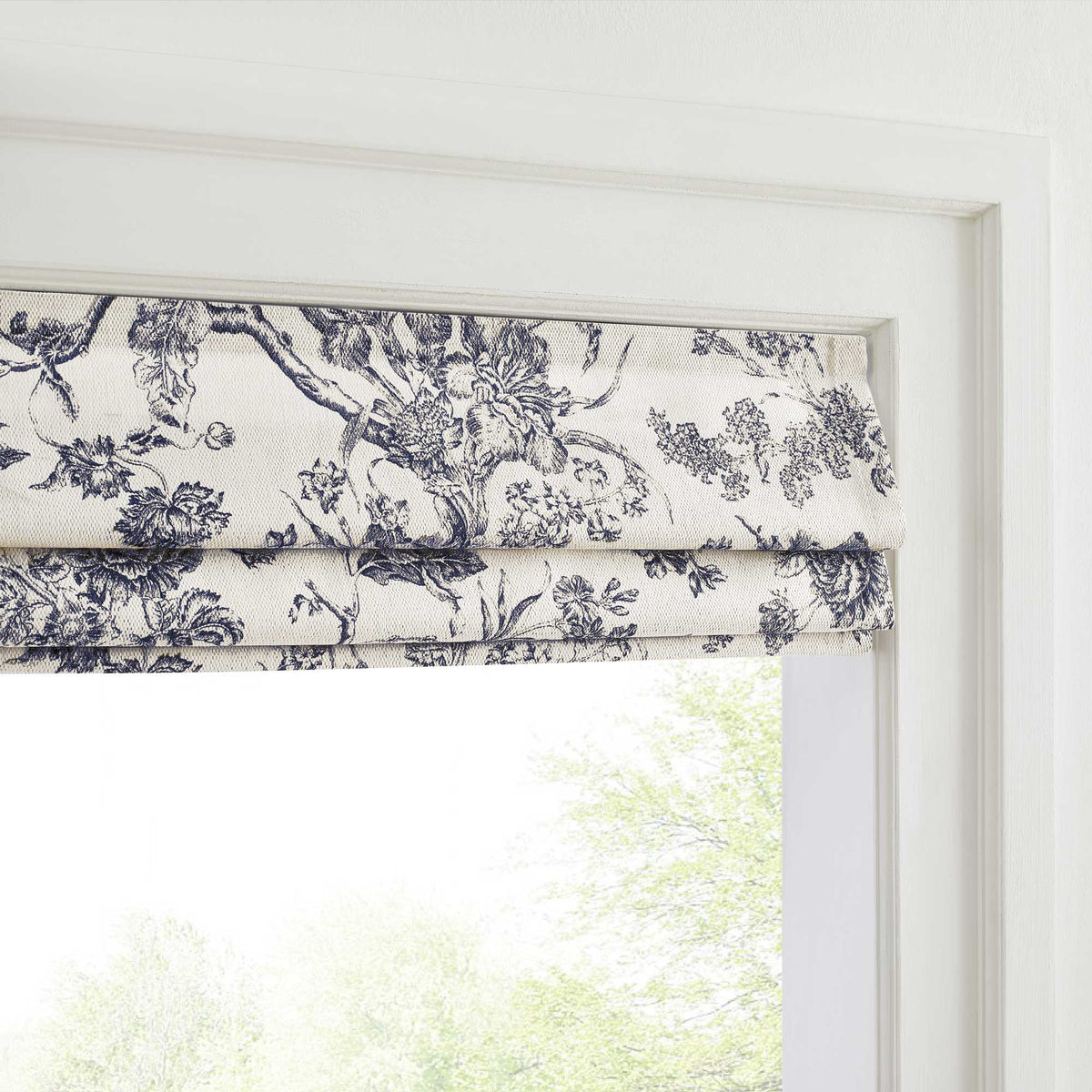 Jolie Toile De Jouy Patterned Custom Roman Shades