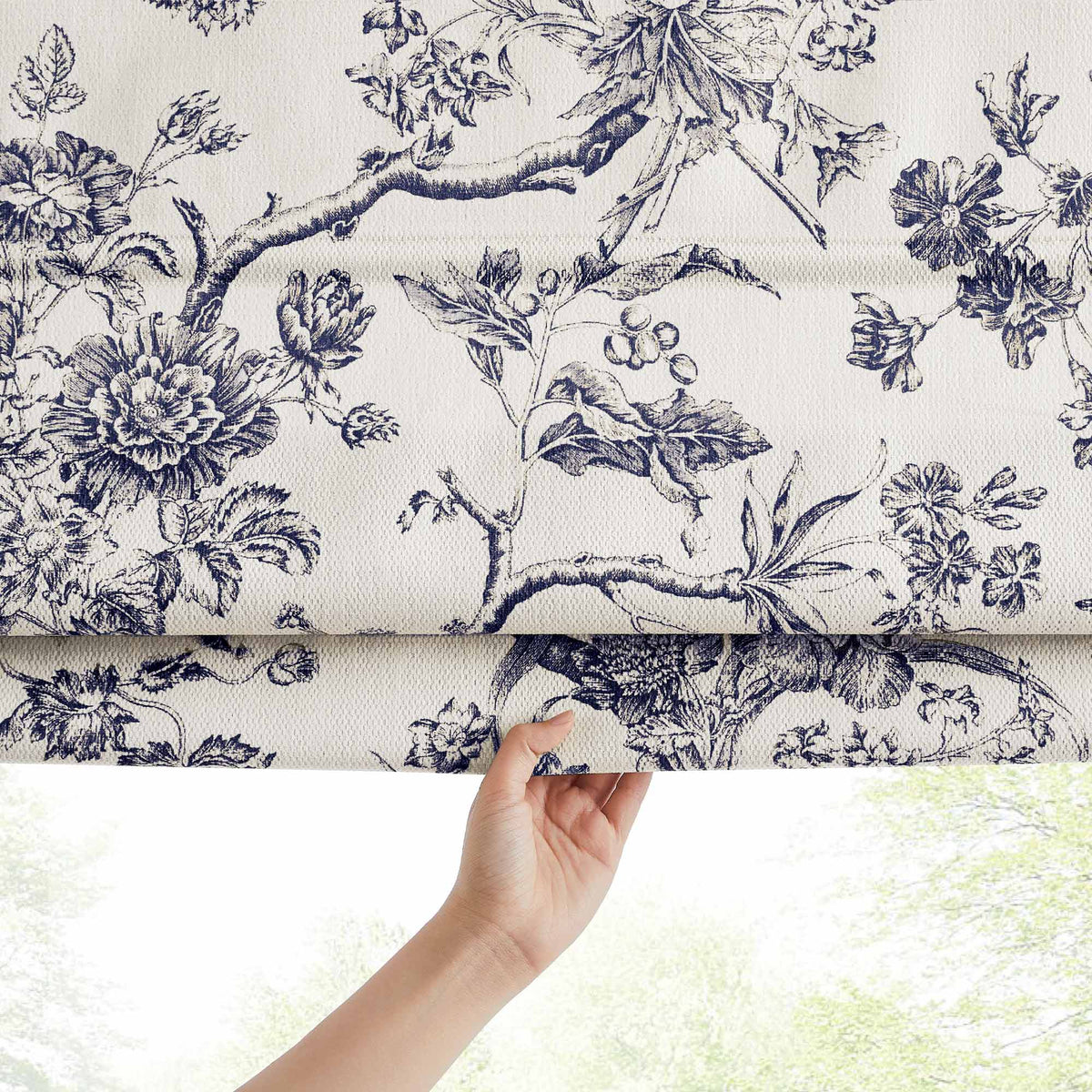 Jolie Toile De Jouy Patterned Custom Roman Shades