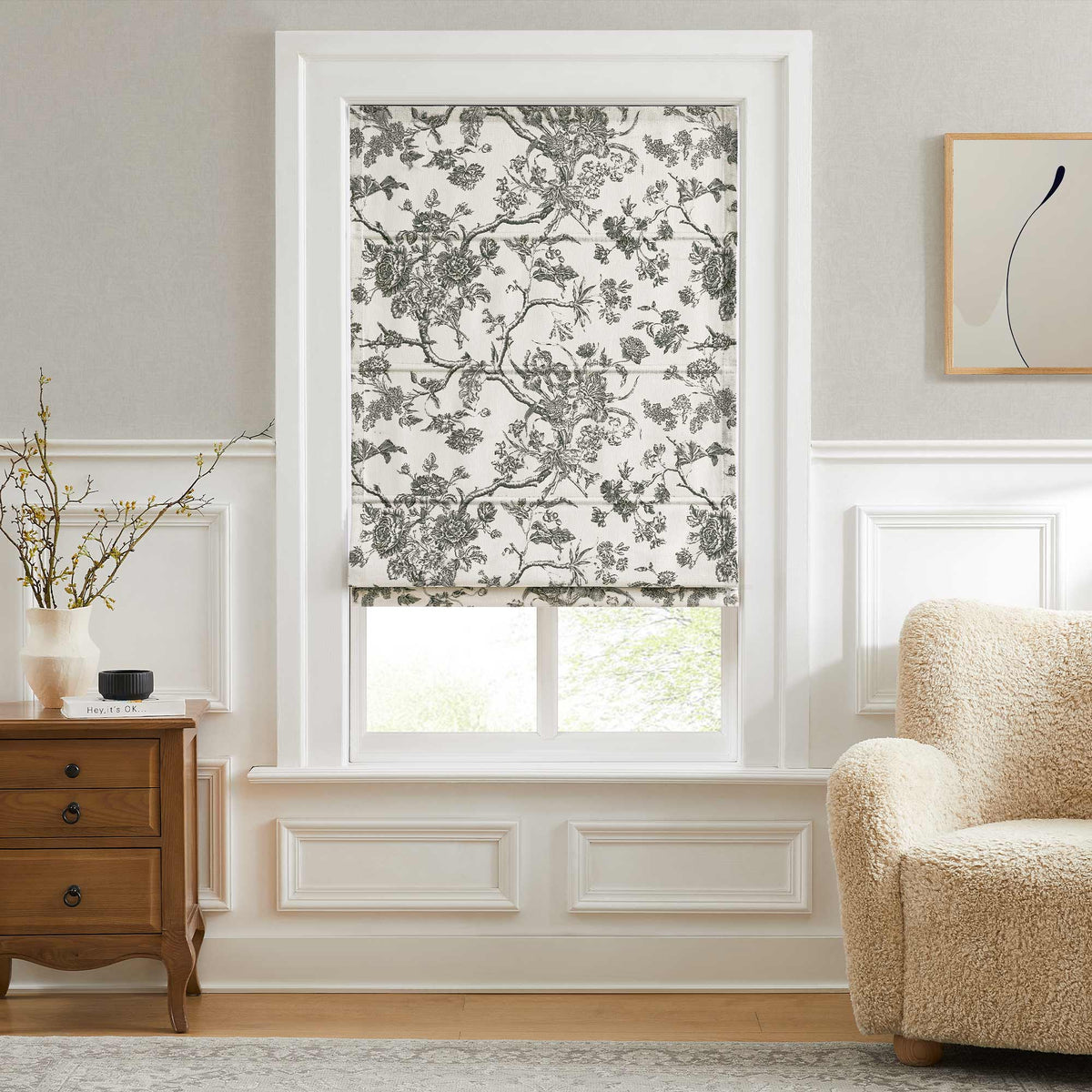 Jolie Toile De Jouy Patterned Custom Roman Shades