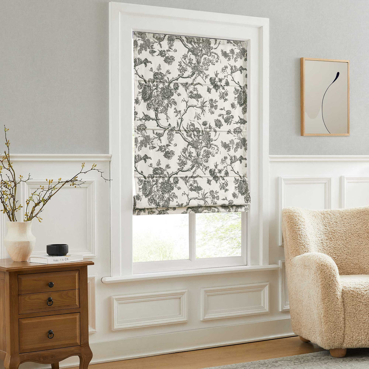 Jolie Toile De Jouy Patterned Custom Roman Shades
