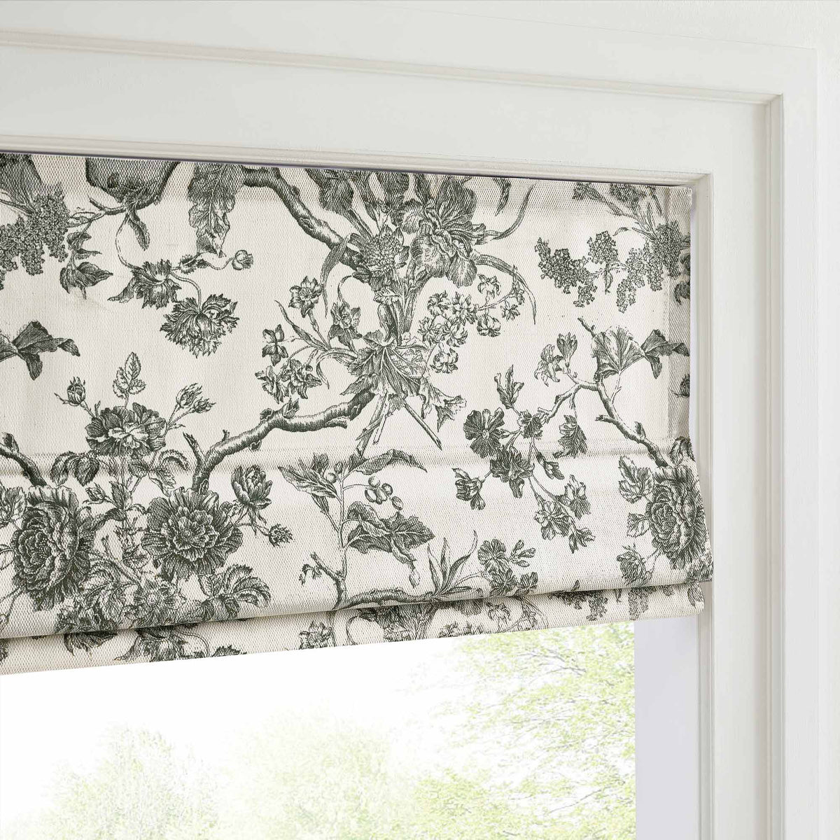 Jolie Toile De Jouy Patterned Custom Roman Shades