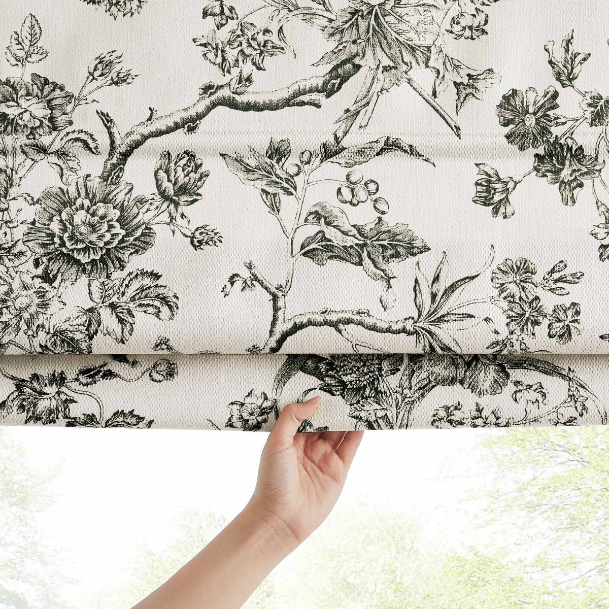 Jolie Toile De Jouy Patterned Custom Roman Shades