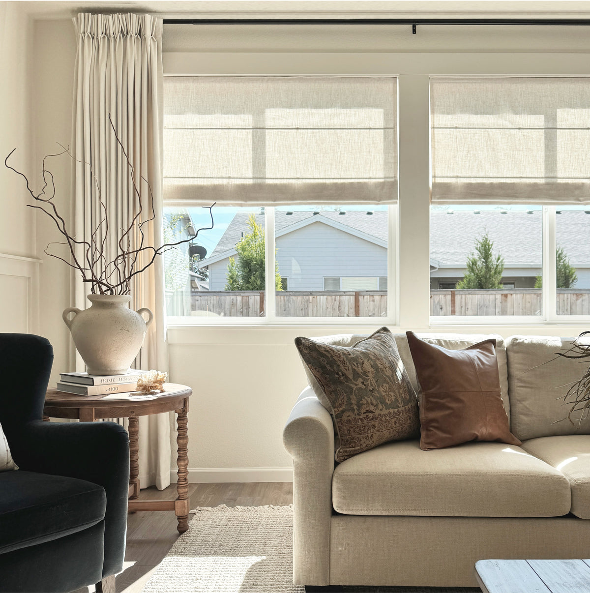 Lesley Custom Linen Roman Shades